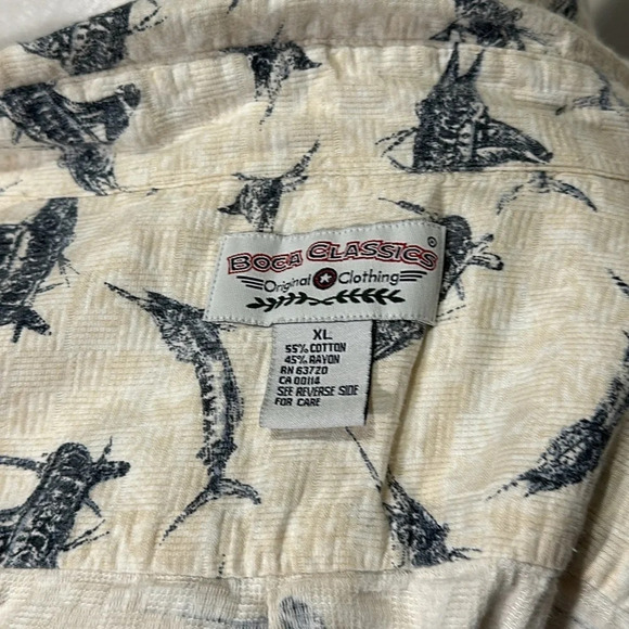 mens swordfish print Boca Classics button up short sleeve shirt size xl - Picture 5 of 5